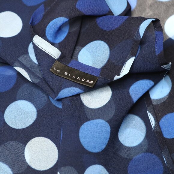 La Blanca Polka Dot Short Pareo Wrap Swim Cover Up Sheer Sarong Scarf Beach Blue - Picture 8 of 9